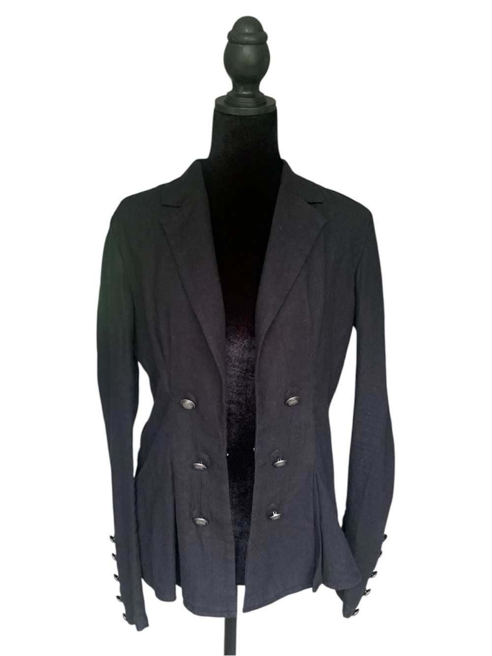 Free People Black linen blend Double-Breasted Tailored Blazer